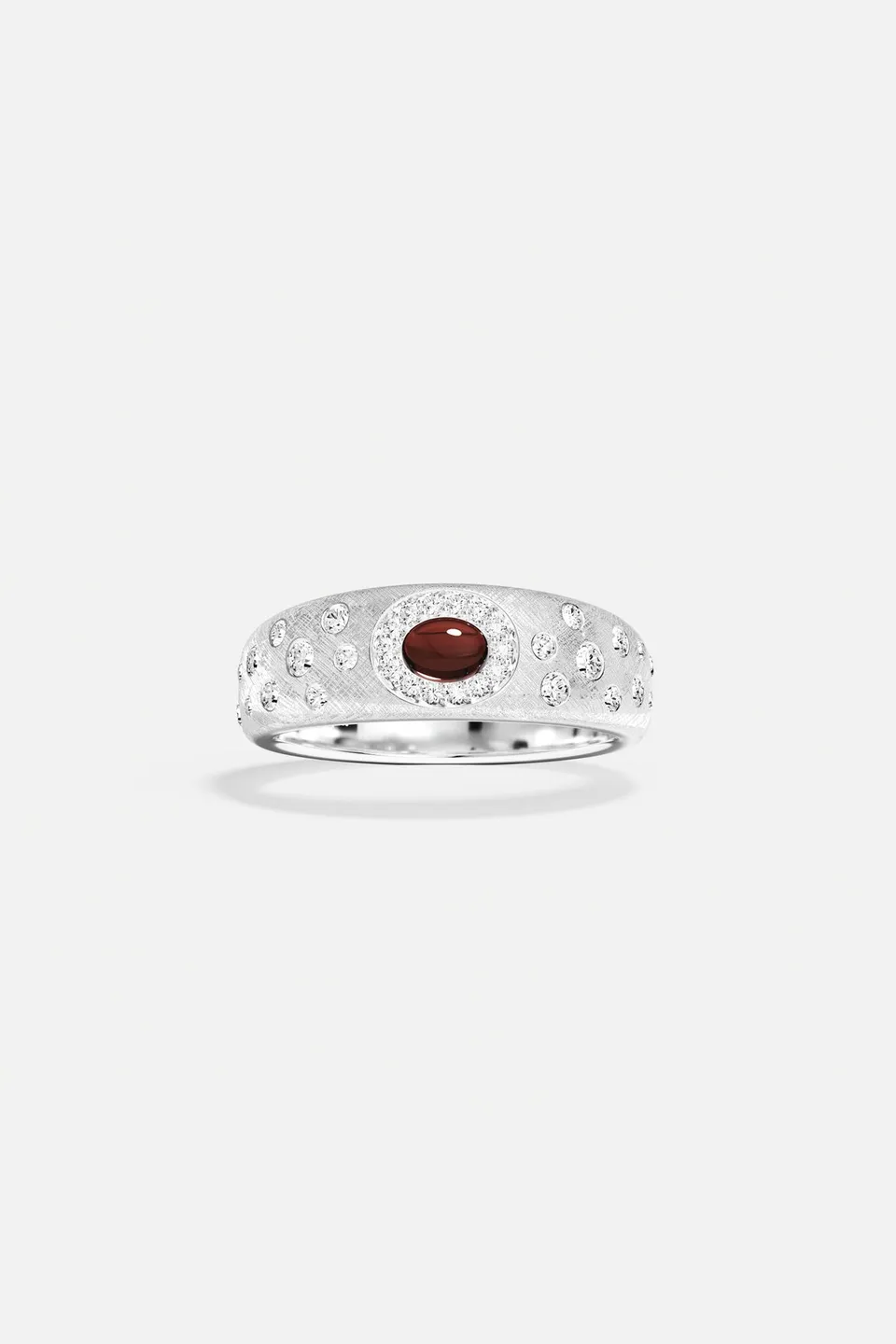 APM Monaco Automne Cabochons bague argentée bordeaux 52