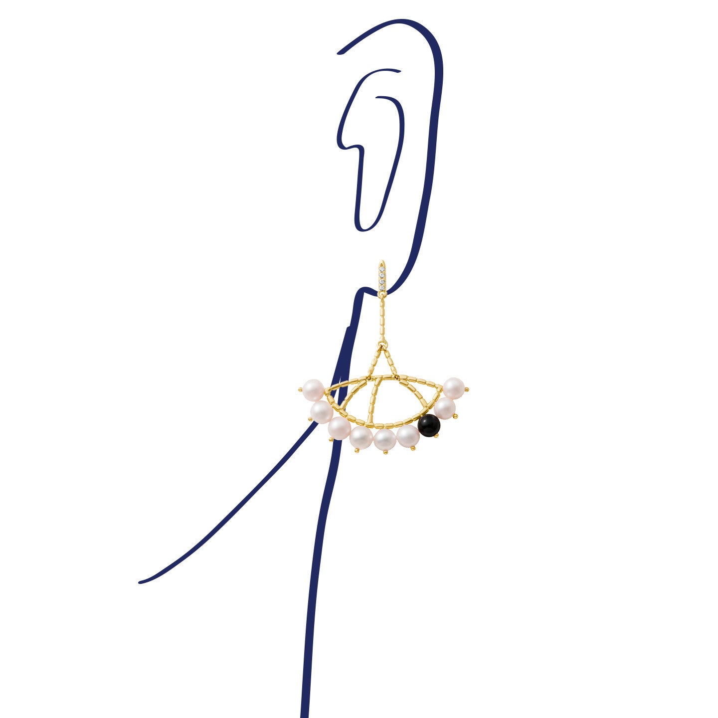 Aimée Aimer Constellation boucles oreilles or perles onyx paire
