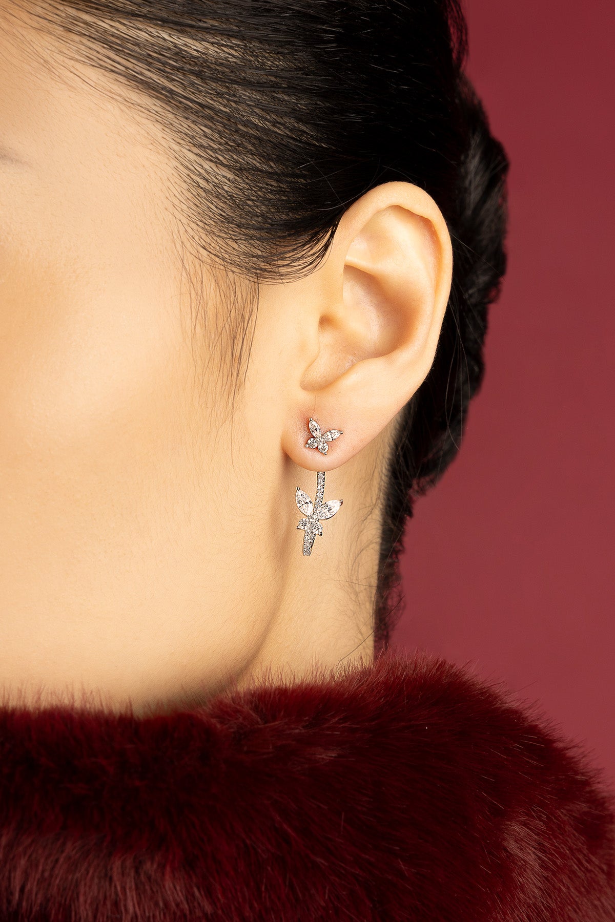 APM Monaco Lumière Papillon boucles blanches zircon