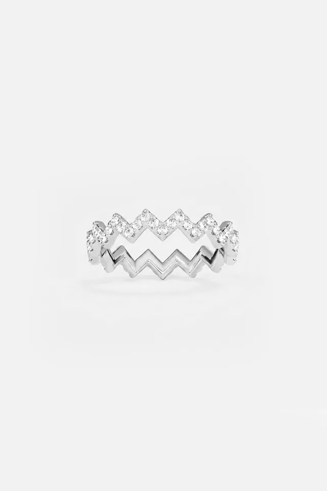 APM Monaco Croisette Vague bague fine blanche zircon taille 52