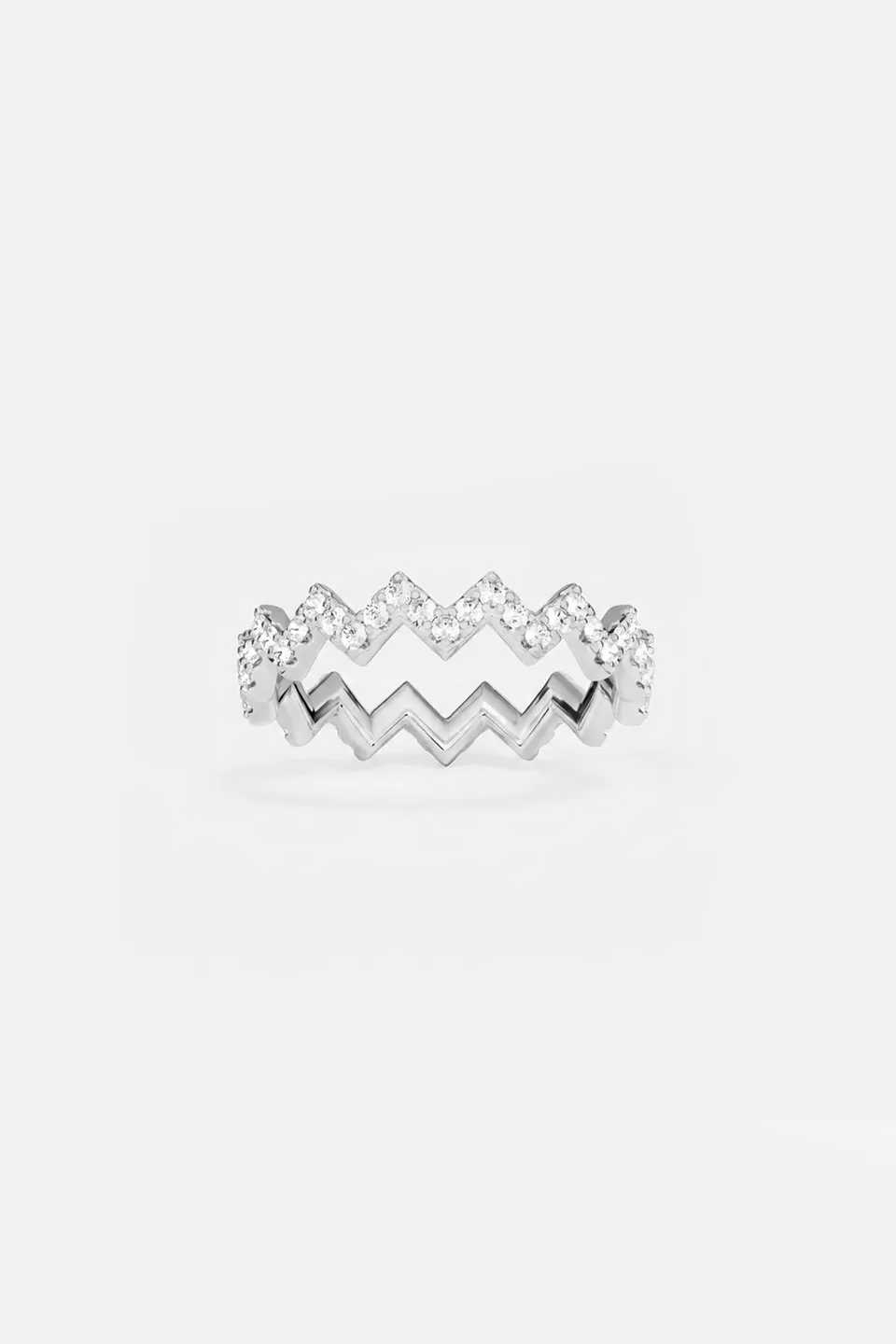 APM Monaco Croisette Vague bague fine blanche zircon taille 52
