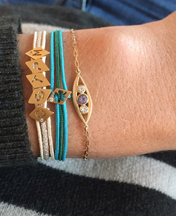 Aimée Aimer Bel Aloha bracelet or jaune tanzanite diamants