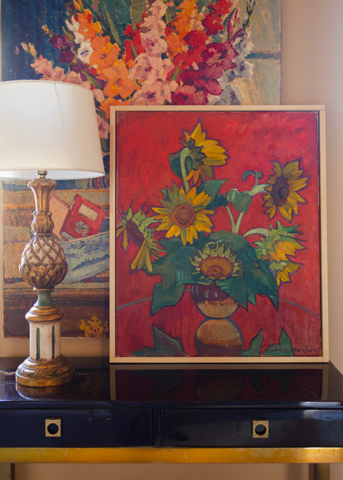 Aimée Aimer Œuvres huile sur toile Marchou tournesols 65x54