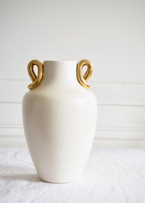 Aimée Aimer Monroe vase céramique blanc anses dorées 31 cm