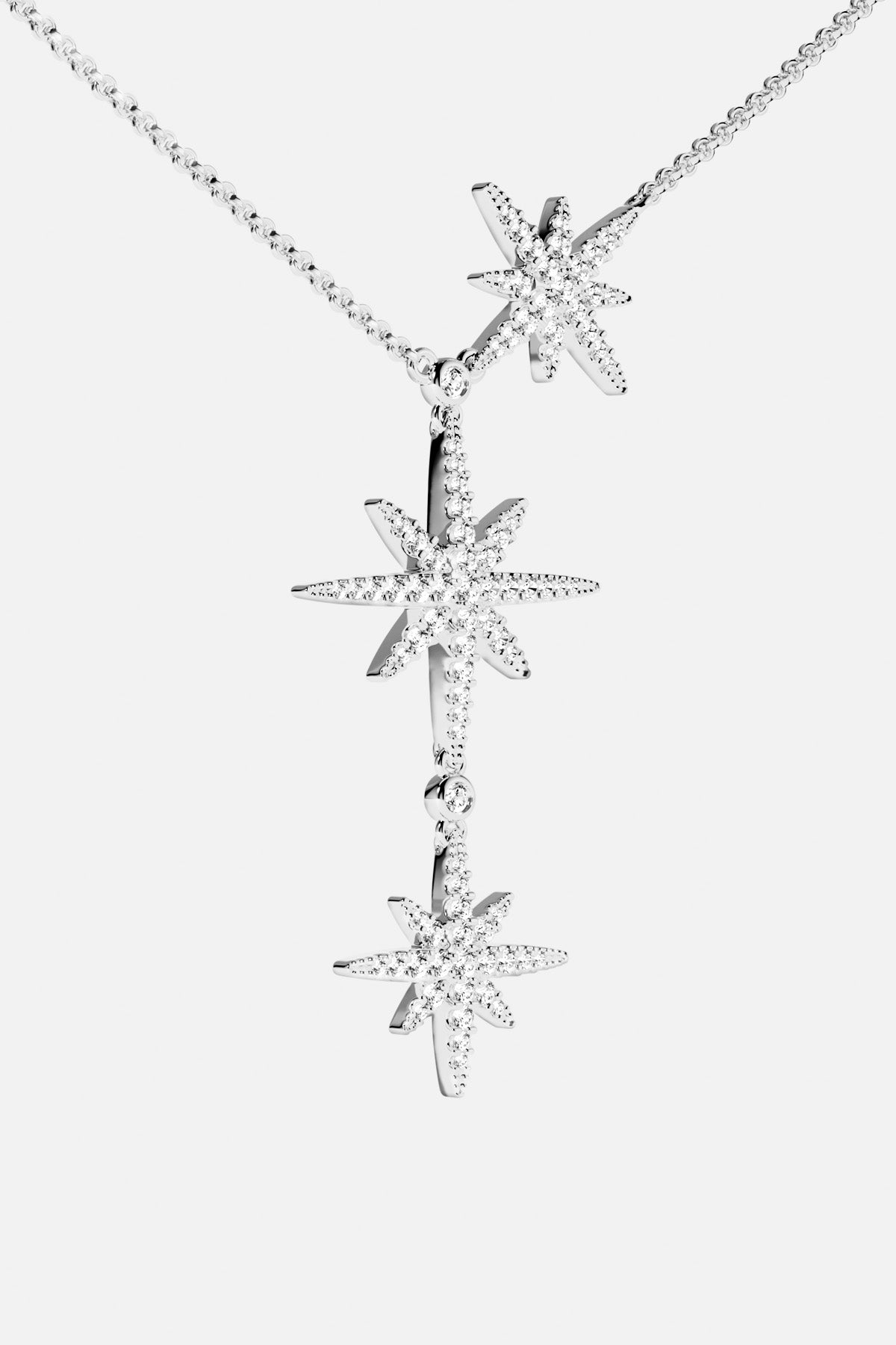 APM Monaco Météorites collier étoiles rhodié ajustable 89 zircons