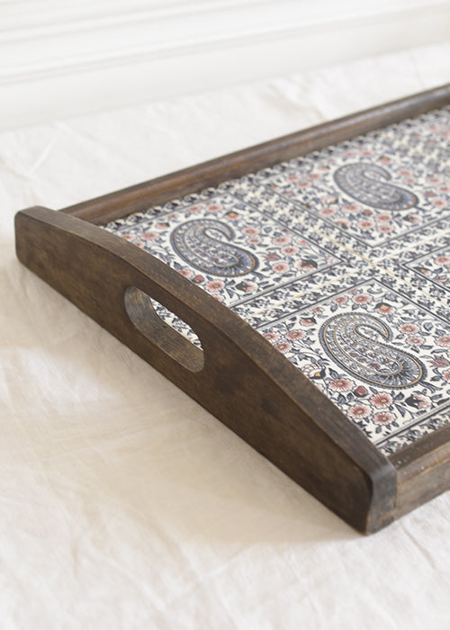 Aimée Aimer Gien plateau faïence Cachemire bois 48 cm