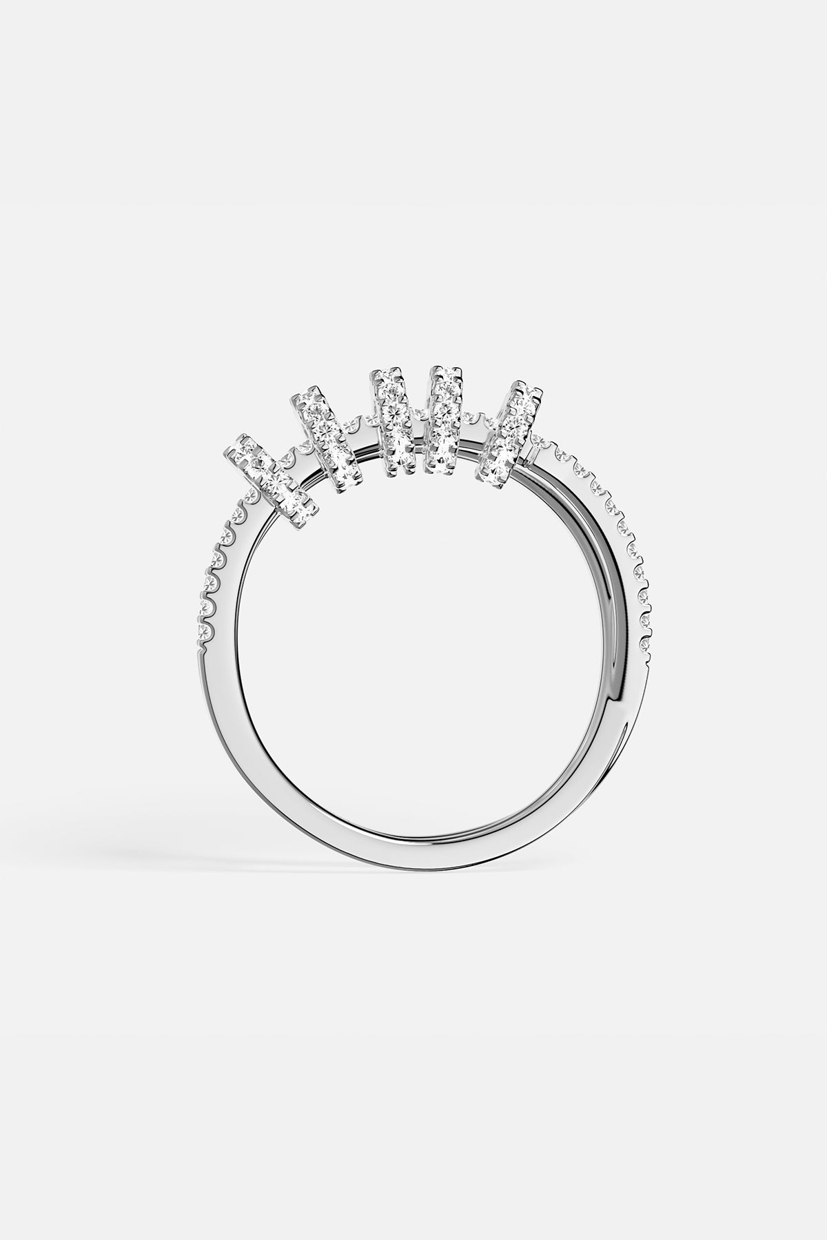 APM Monaco Croisette Piercing Double bague argent blanc zircons