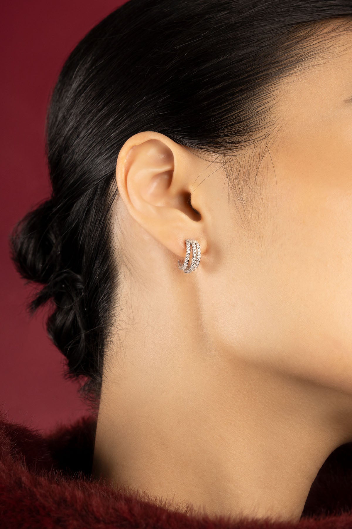 APM Monaco Croisette Promesse mini créoles rhodium zircones