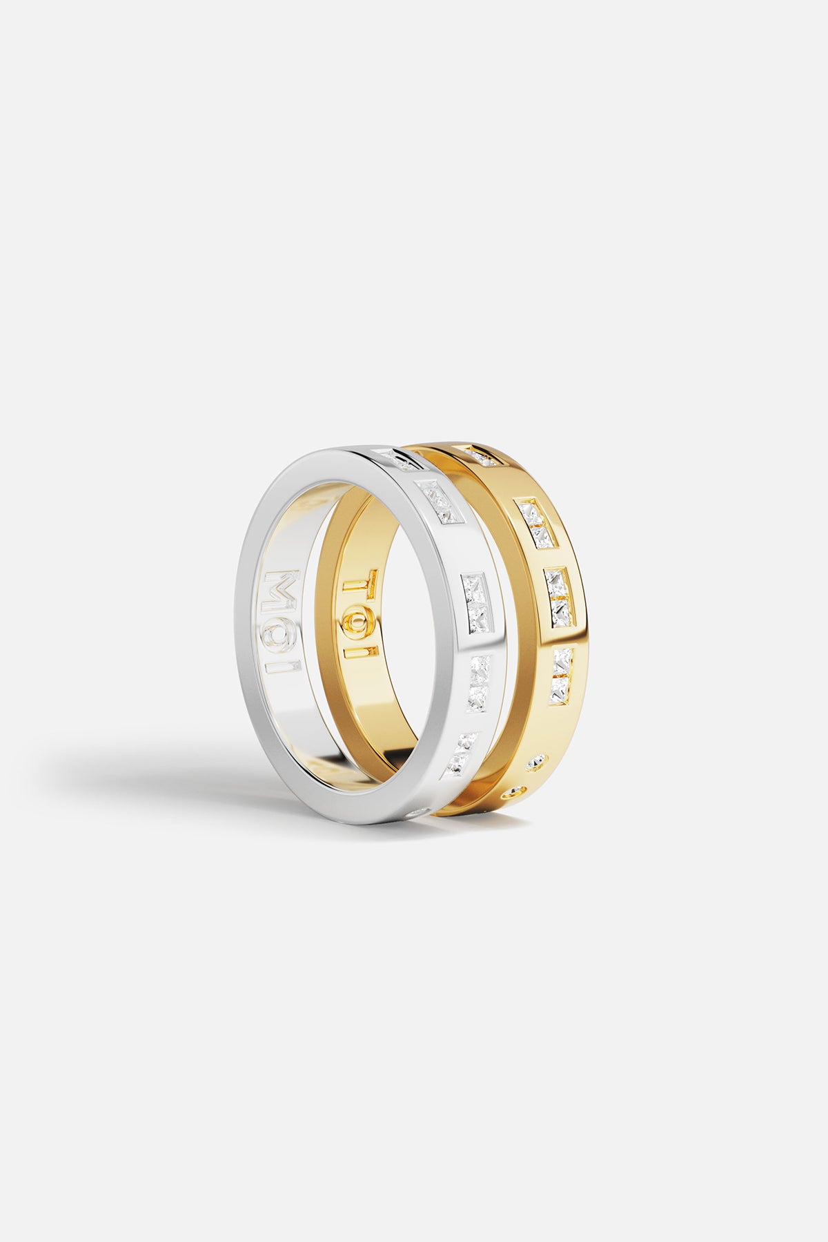 APM Monaco Morse Code TOI et MOI bague duo bicolore