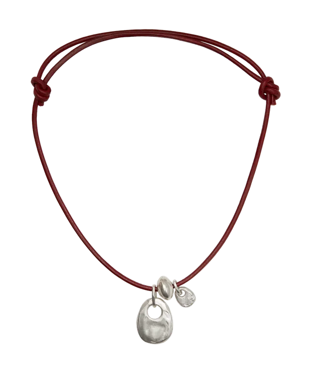 Alighieri Reader on the Shore choker cuir bordeaux argent
