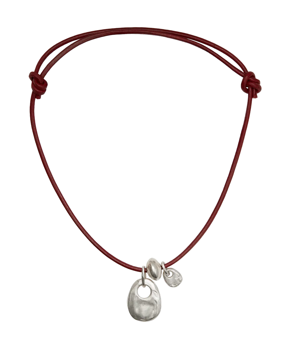 Alighieri Reader on the Shore choker cuir bordeaux argent