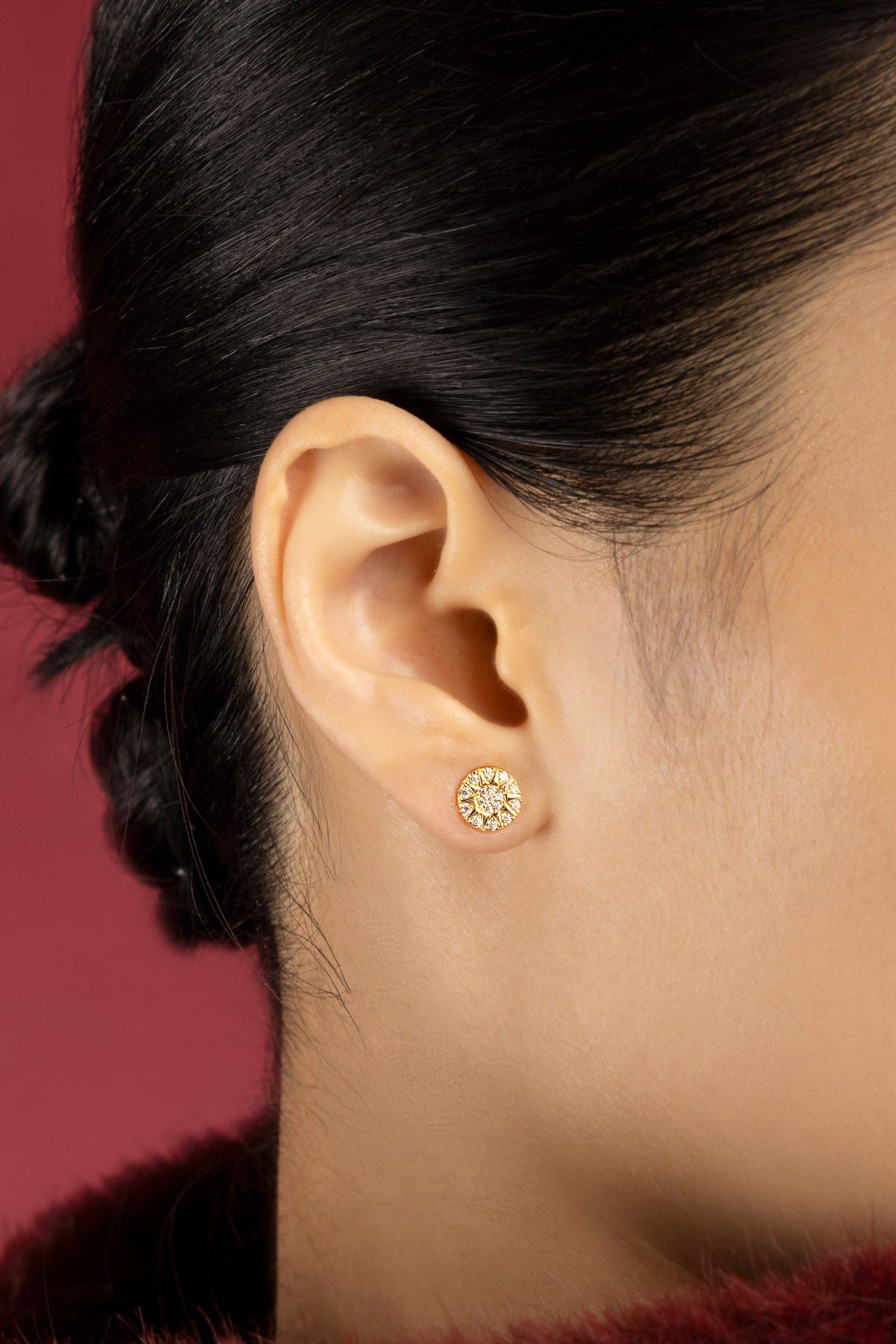 APM Monaco Soleil puces oreilles zircon doré 8 mm