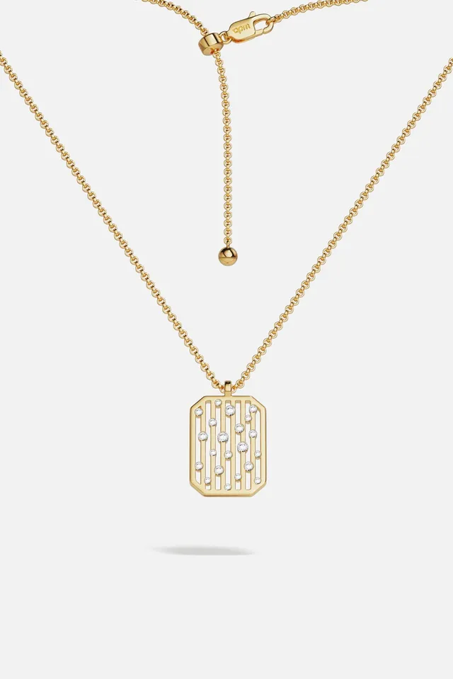 APM Monaco Automne Graphique collier plaque or jaune réglable