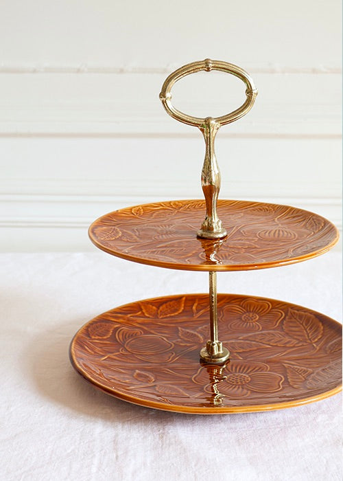 Aimée Aimer plat à gourmands Caramel faïence 2 étages