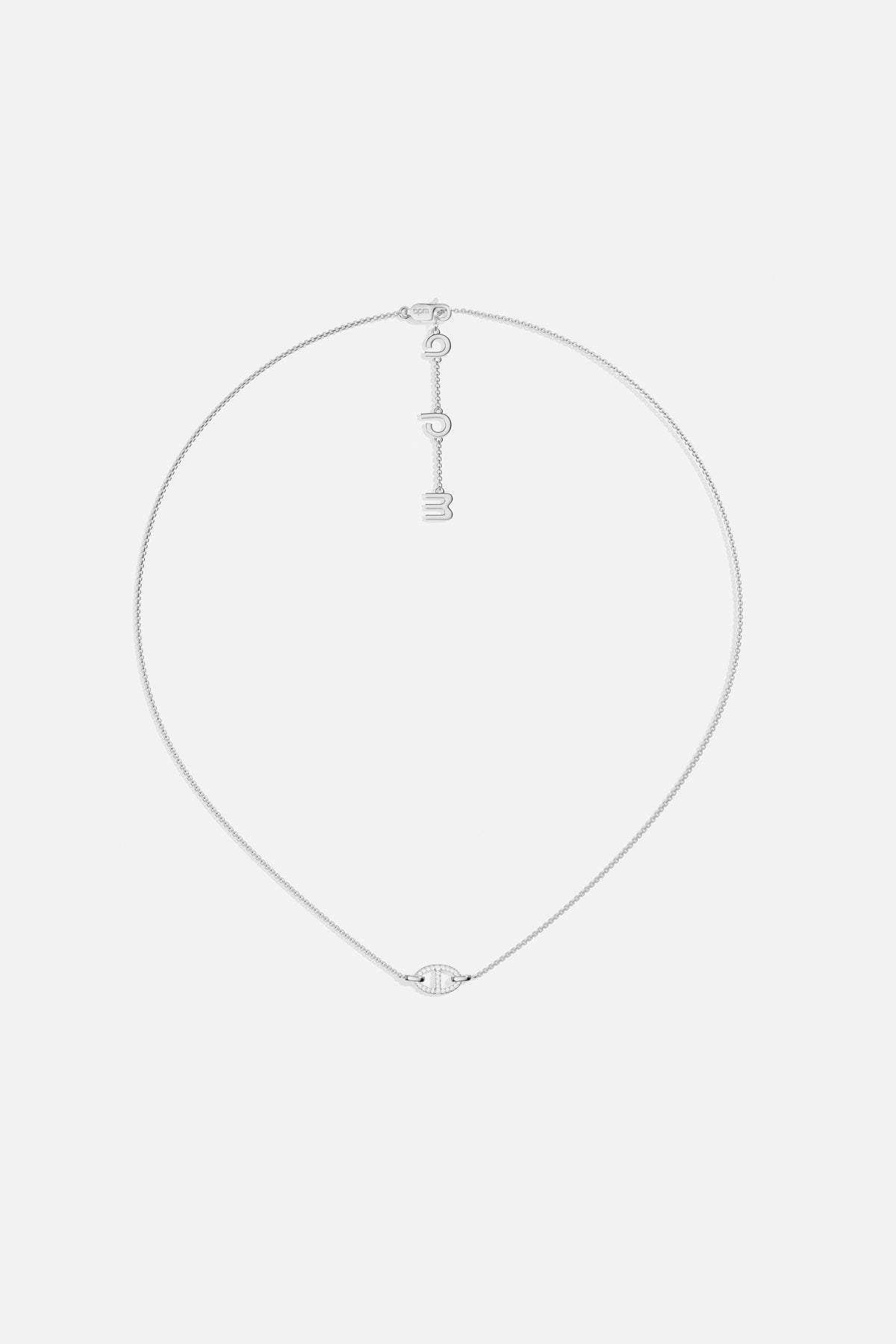 APM Monaco Yacht Club Marine collier maille argenté zircon