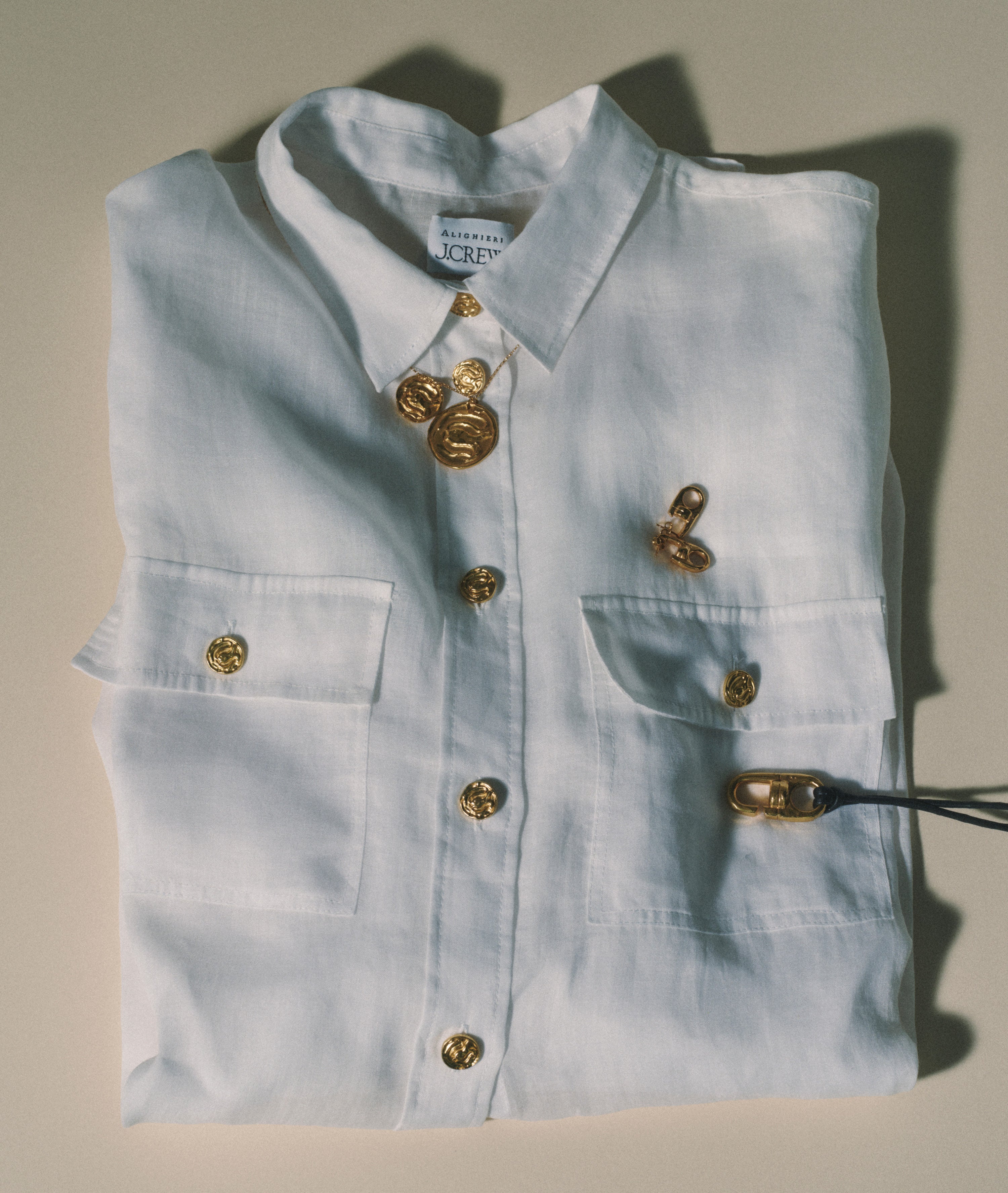 Alighieri Gone Fishing chemise lin boutons dorés