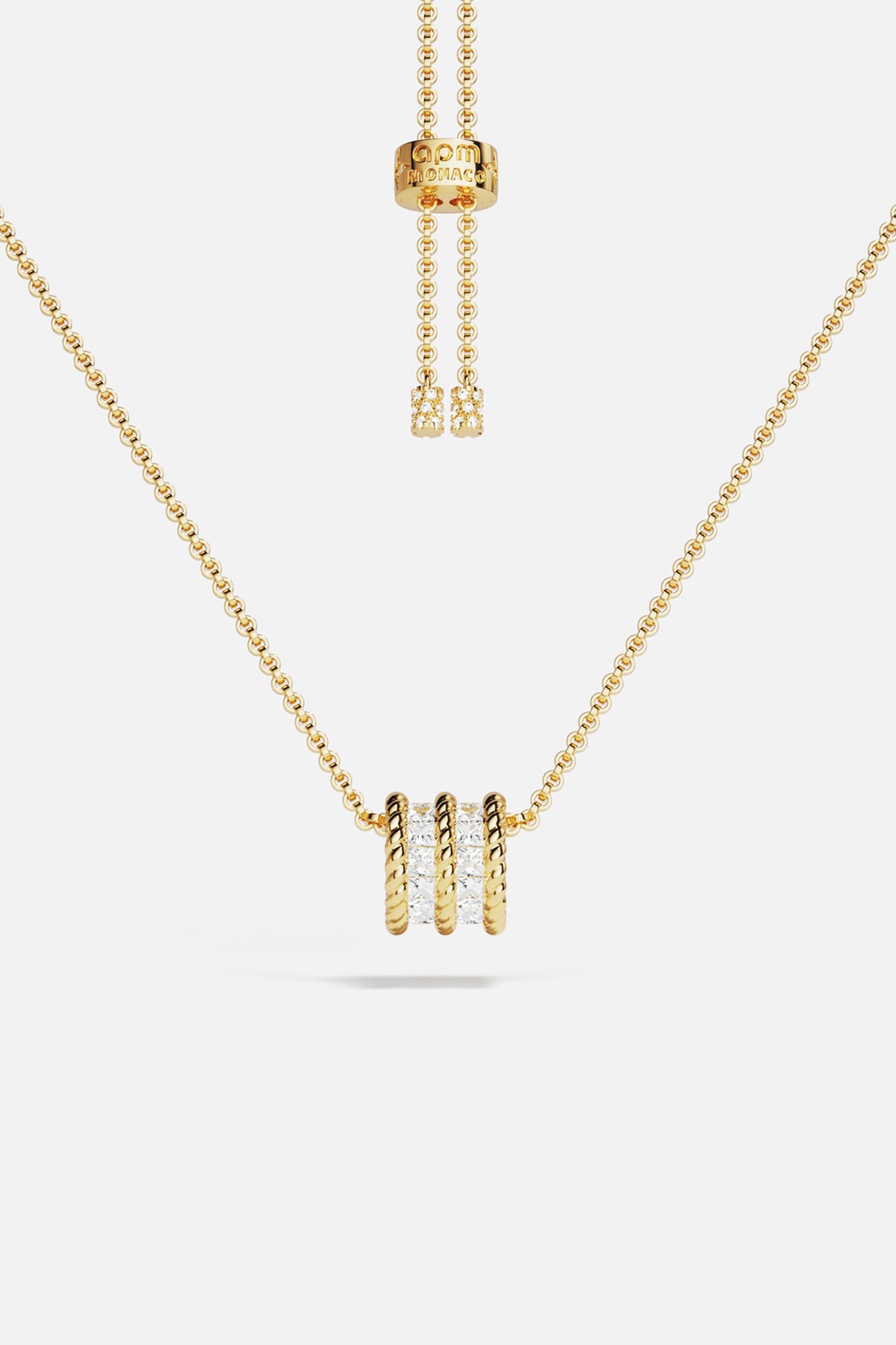 APM Monaco Yacht Club Cordage collier doré double ajustable