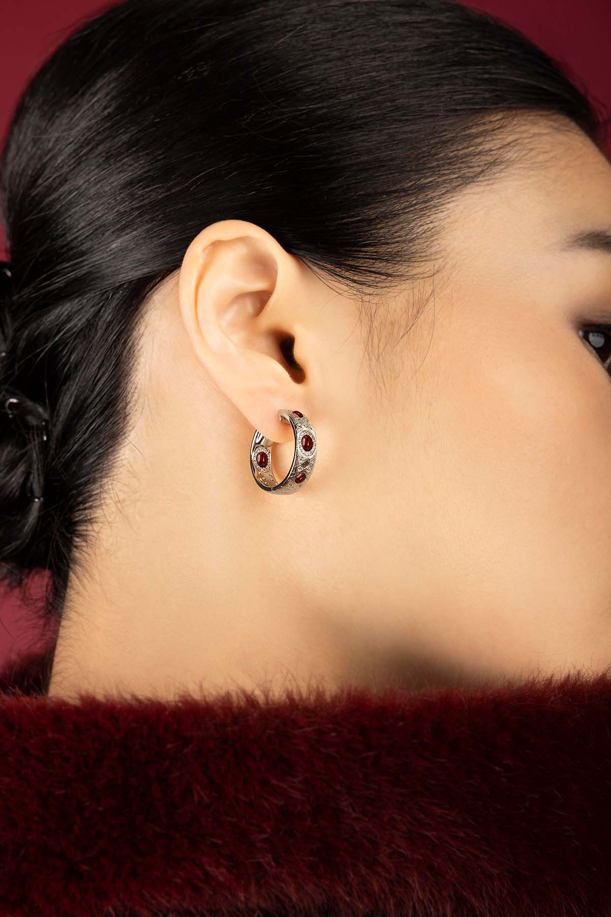 APM Monaco Automne Les Cabochons créoles bordeaux 21 mm