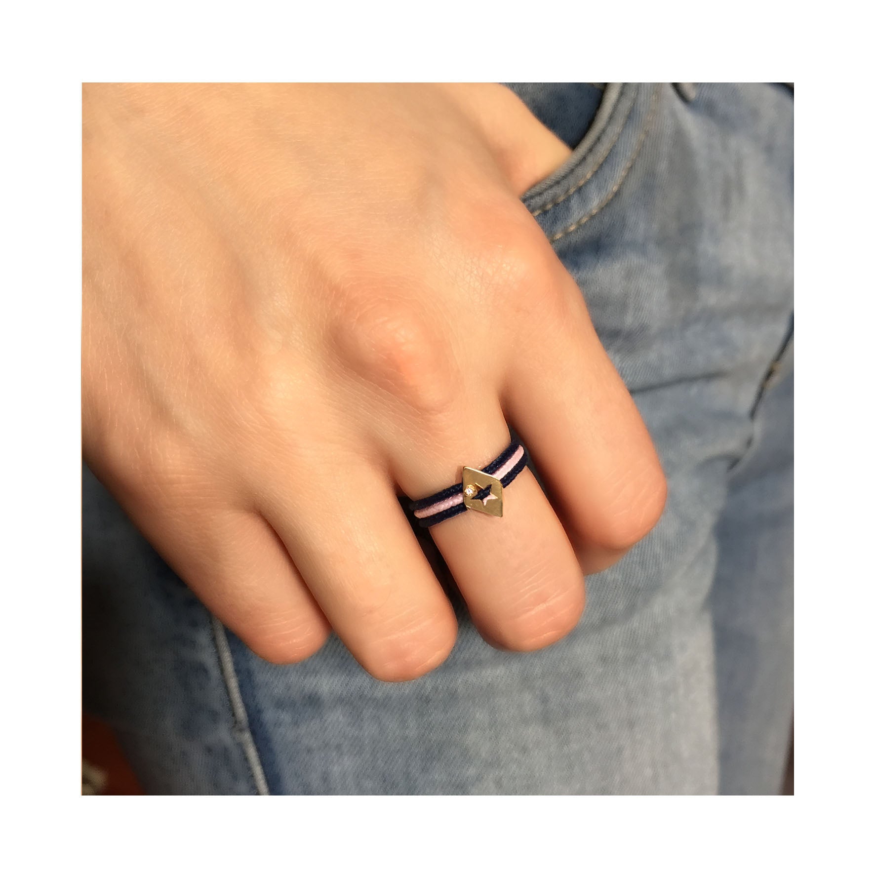 Aimée Aimer Alphabet bague 2 lettres or jaune diamant