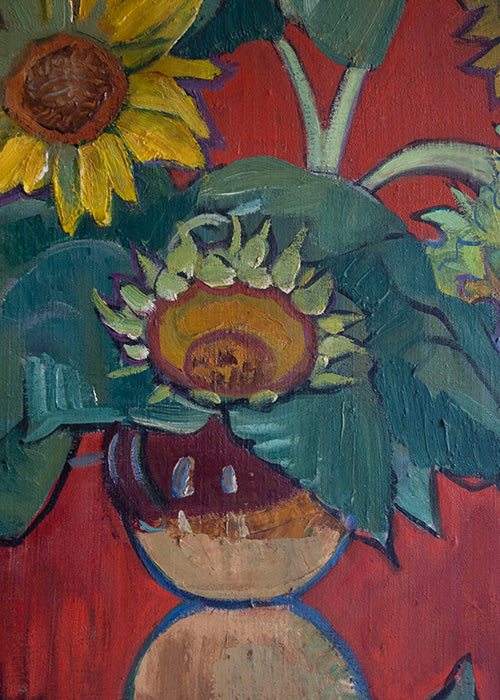 Aimée Aimer Œuvres huile sur toile Marchou tournesols 65x54