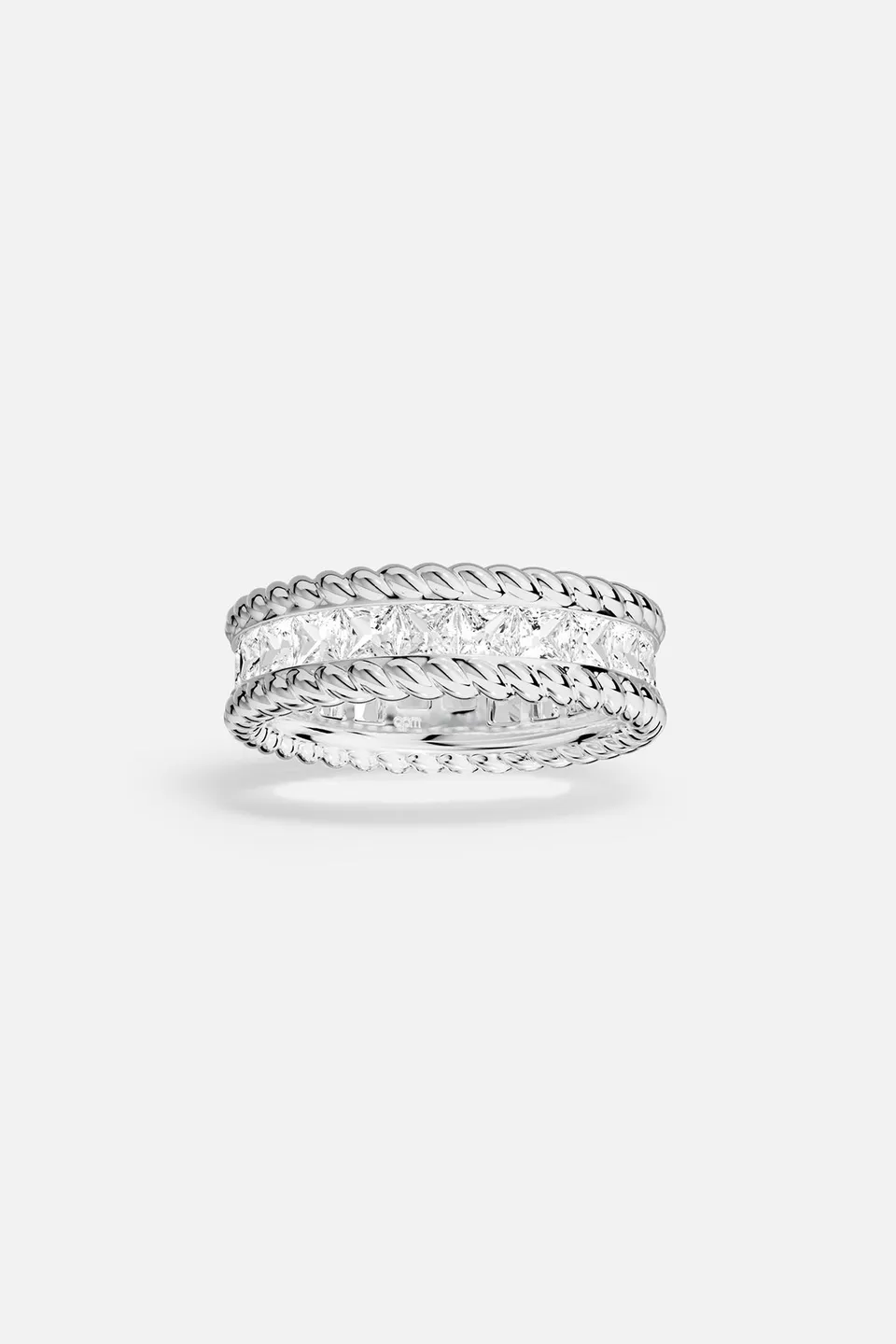 APM Monaco Yacht Club Cordage bague pavée blanche taille 52