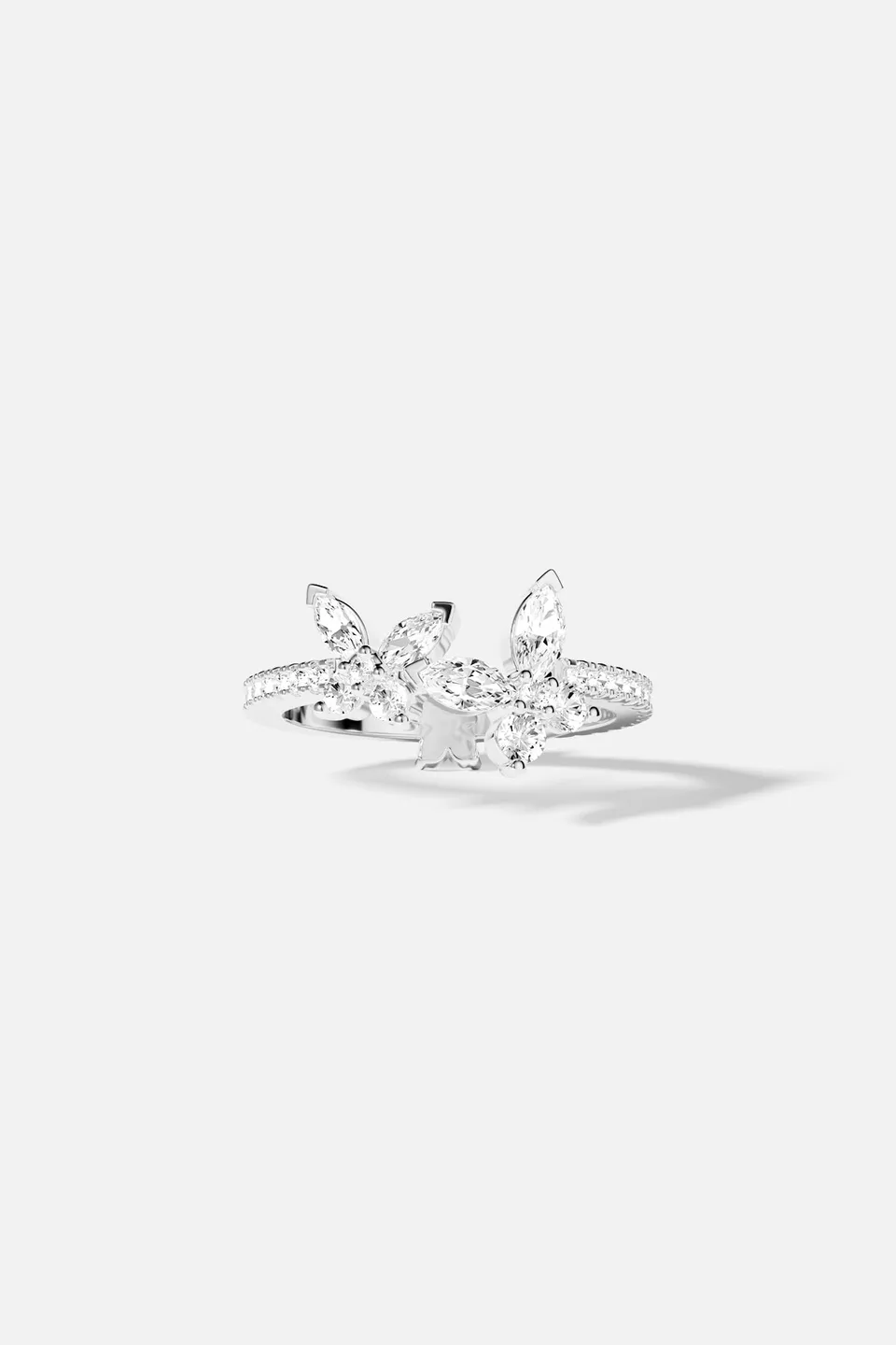 APM Monaco Lumière Papillon Double bague argent blanc zircons