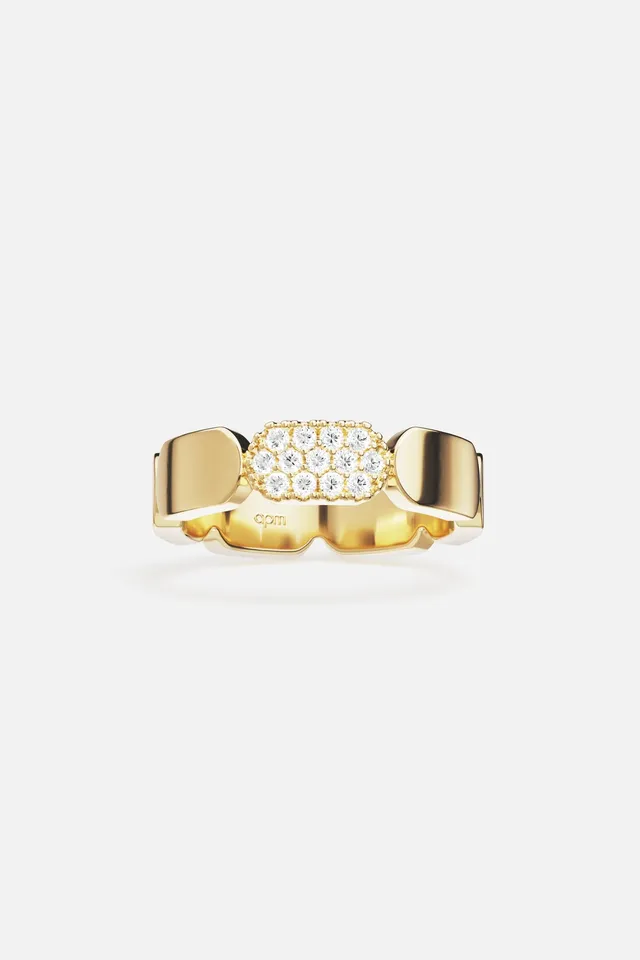 APM Monaco Yacht Club Pavage bague or jaune pavé zircon