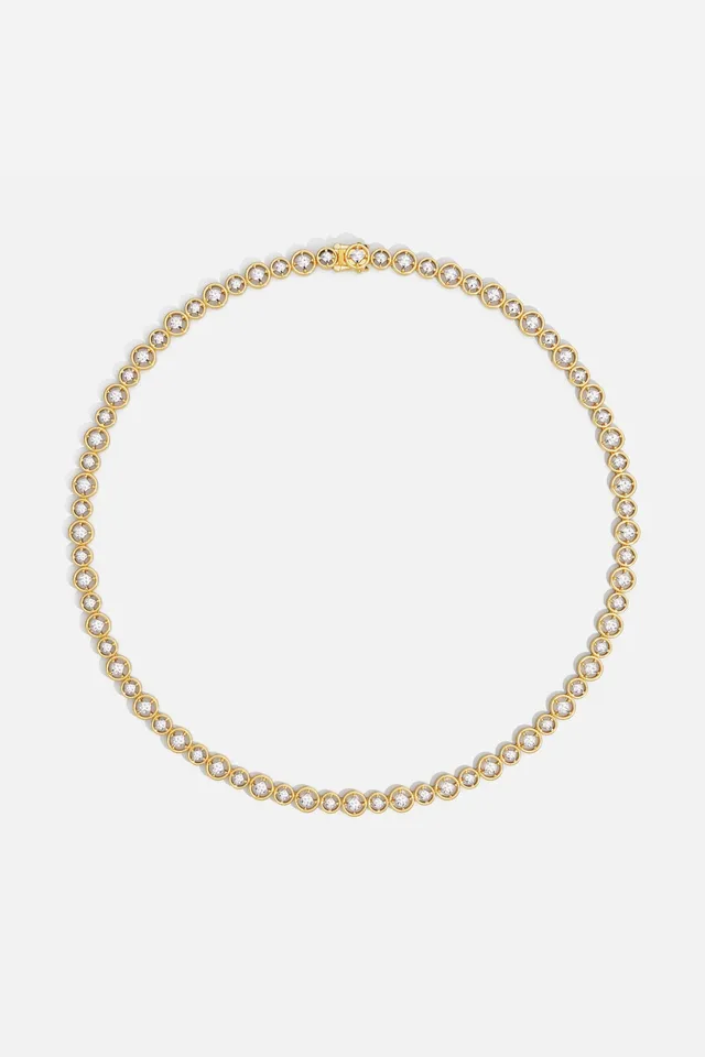 APM Monaco Soleil Les Bulles d'Eau collier or jaune 42 cm zircons
