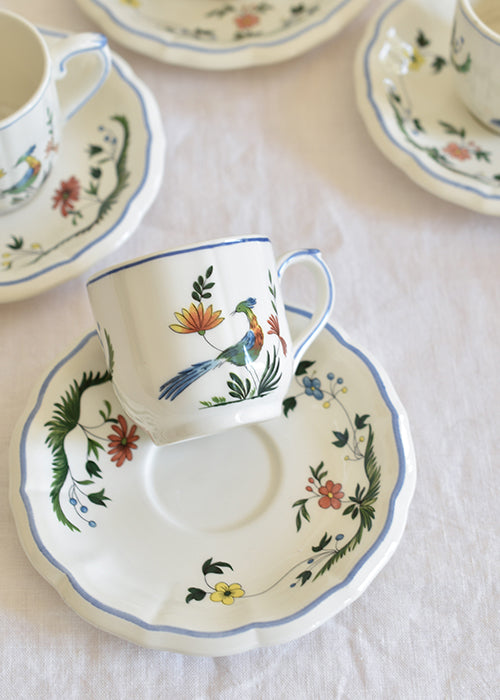 Aimée Aimer Oiseau de Gien Tasses à Café Faïence Lot 6 +1