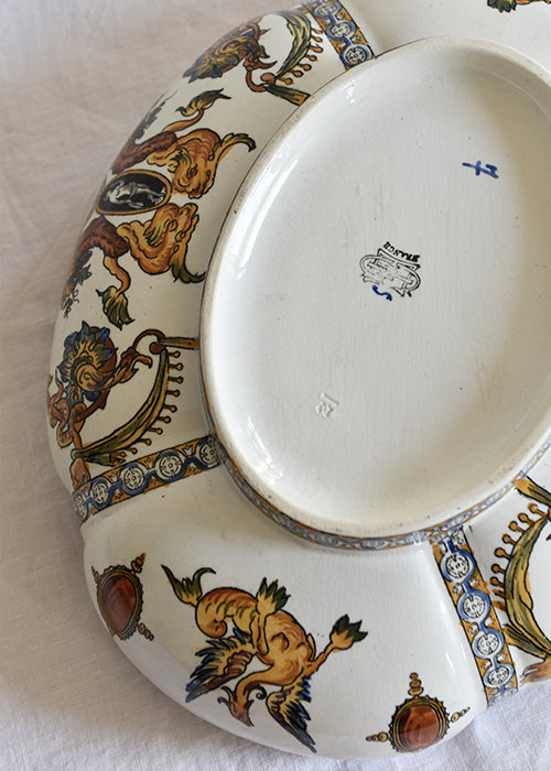 Aimée Aimer Gien Renaissance plat corbeille faïence 29 cm pièce unique