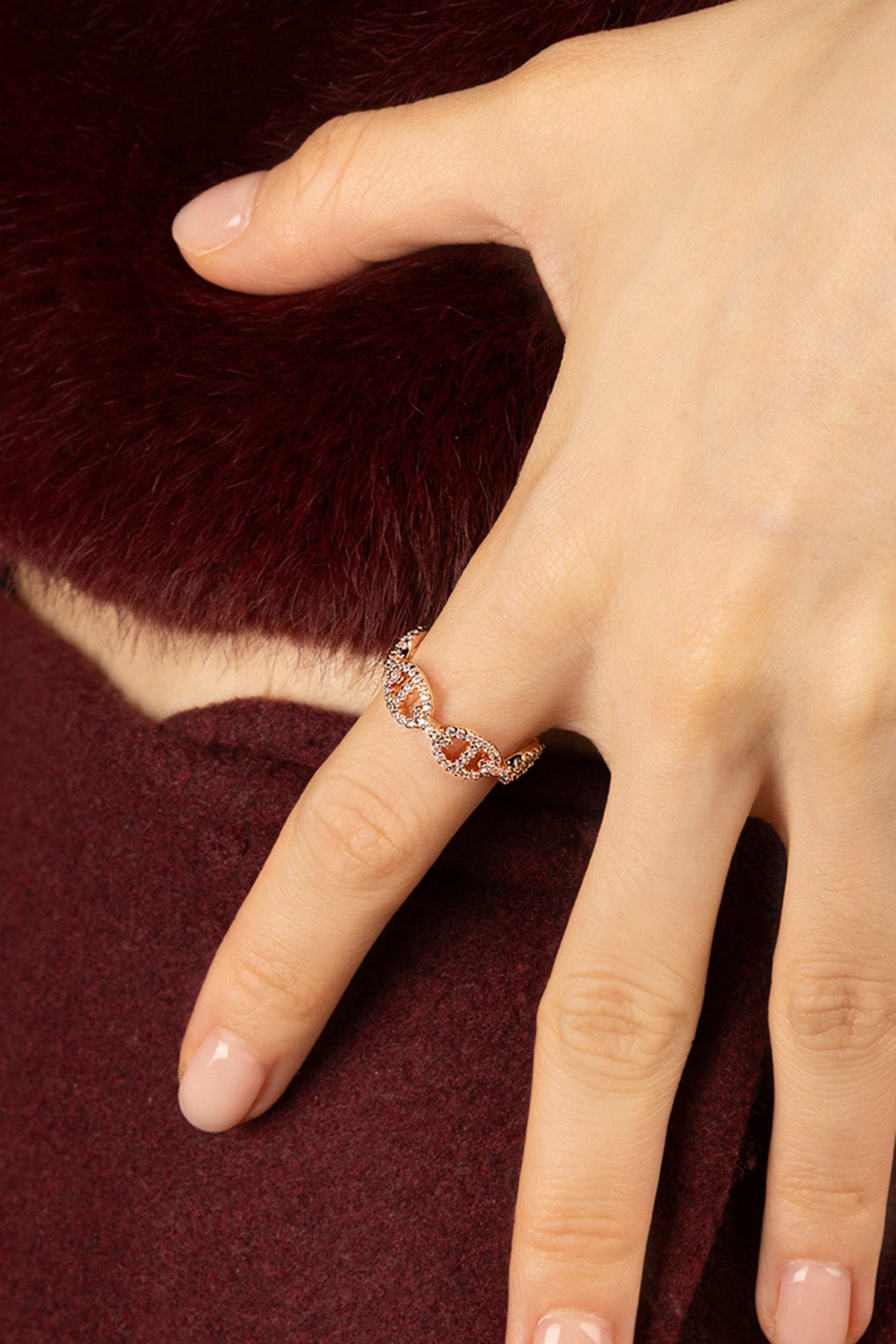 APM Monaco Yacht Club Marine bague maille or rose taille 52