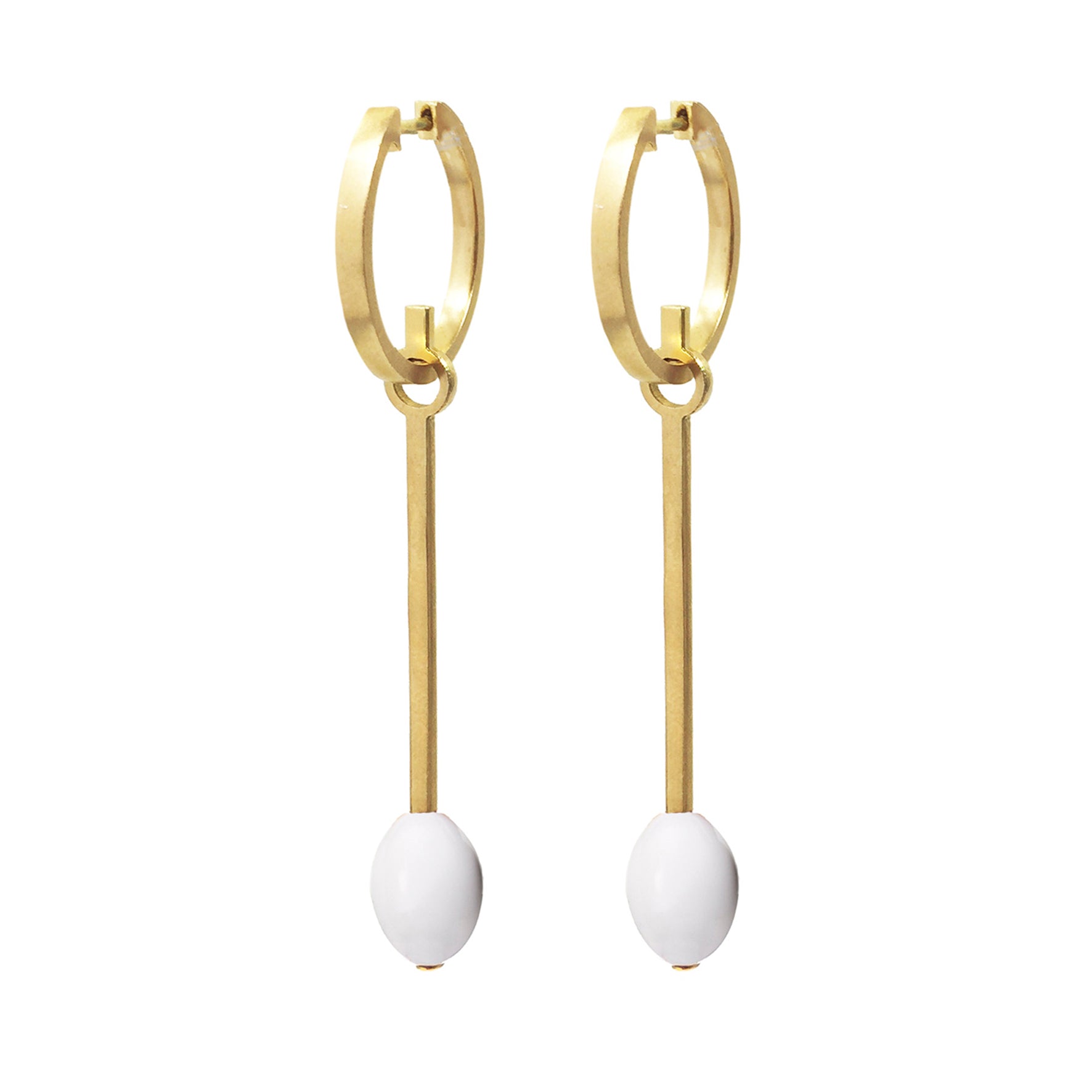Aimée Aimer Tiare créole longue or jaune agate paire