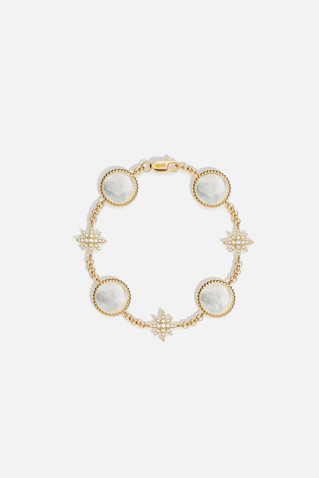 APM Monaco Valentine bracelet nacre doré zircon taille M
