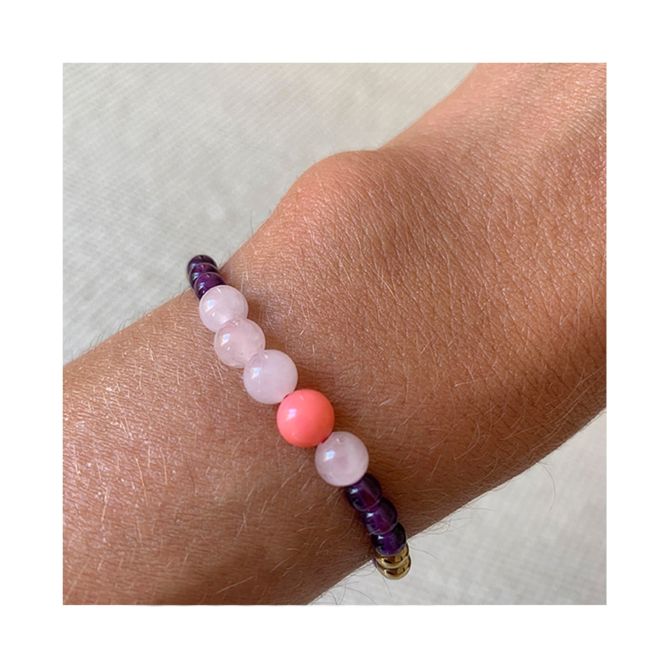 Aimée Aimer Aloha bracelet perlé quartz rose taille unique