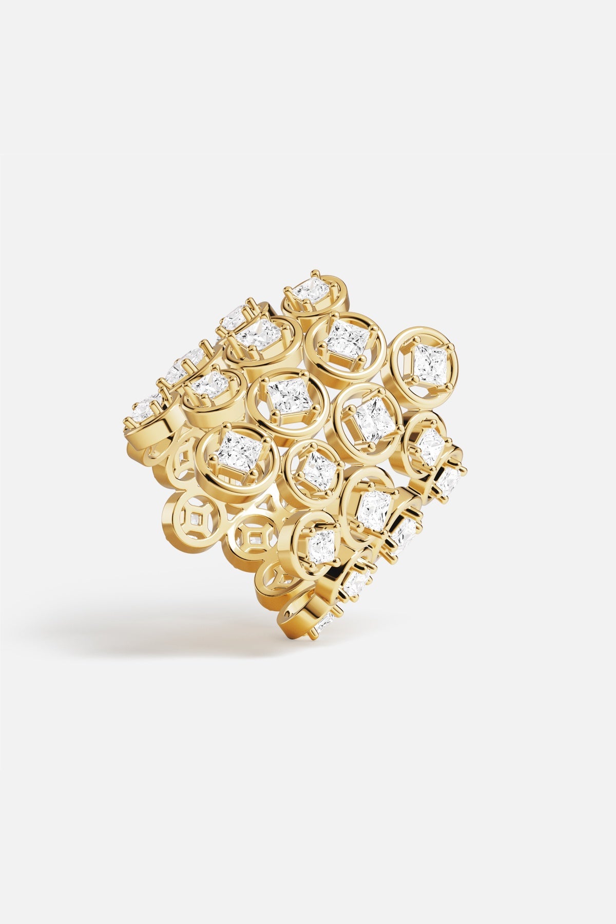 APM Monaco Soleil Bulles d'Eau Bague triple dorée