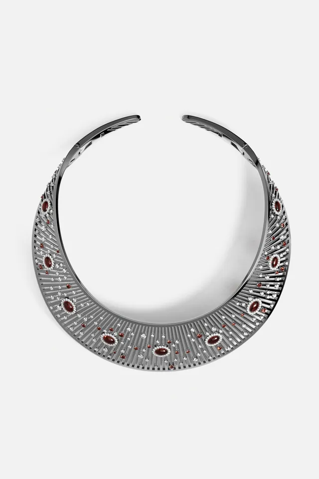 APM Monaco Automne Les Éventails collier choker statement bordeaux