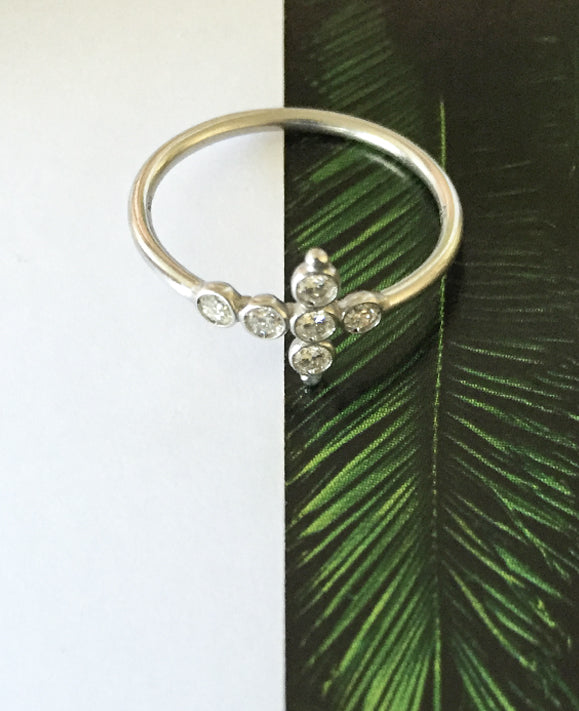 Aimée Aimer Petit AA Promessa bague or blanc diamants taille 52