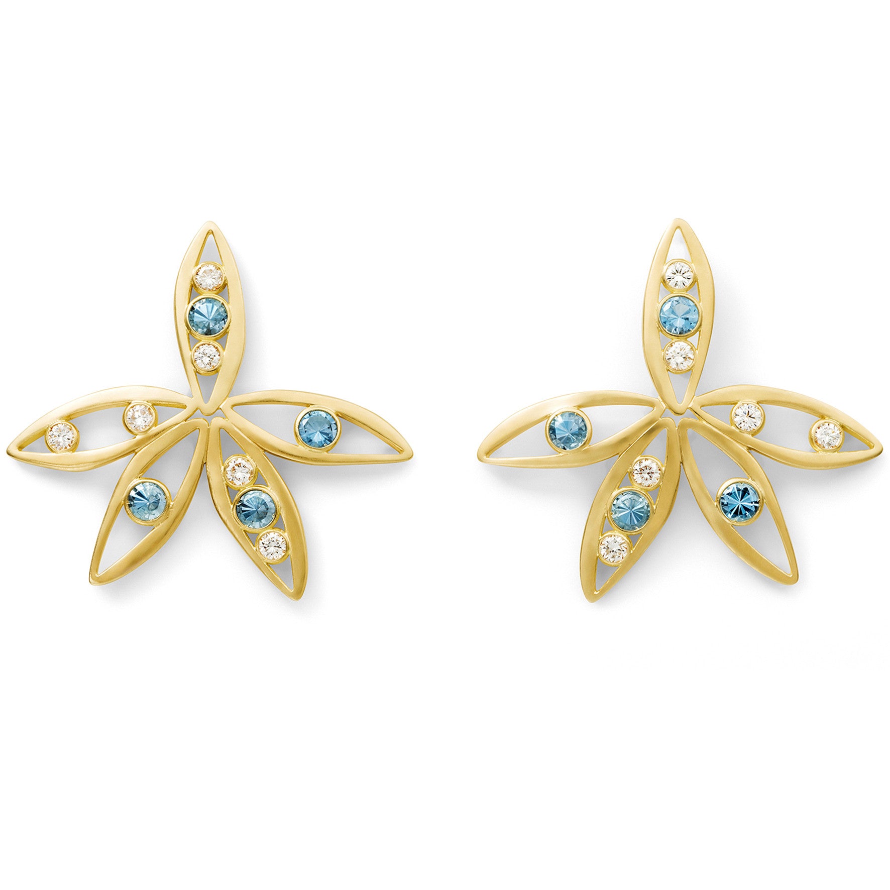 Aimée Aimer Bel Aloha boucles d'oreilles or jaune paire aigue-marine