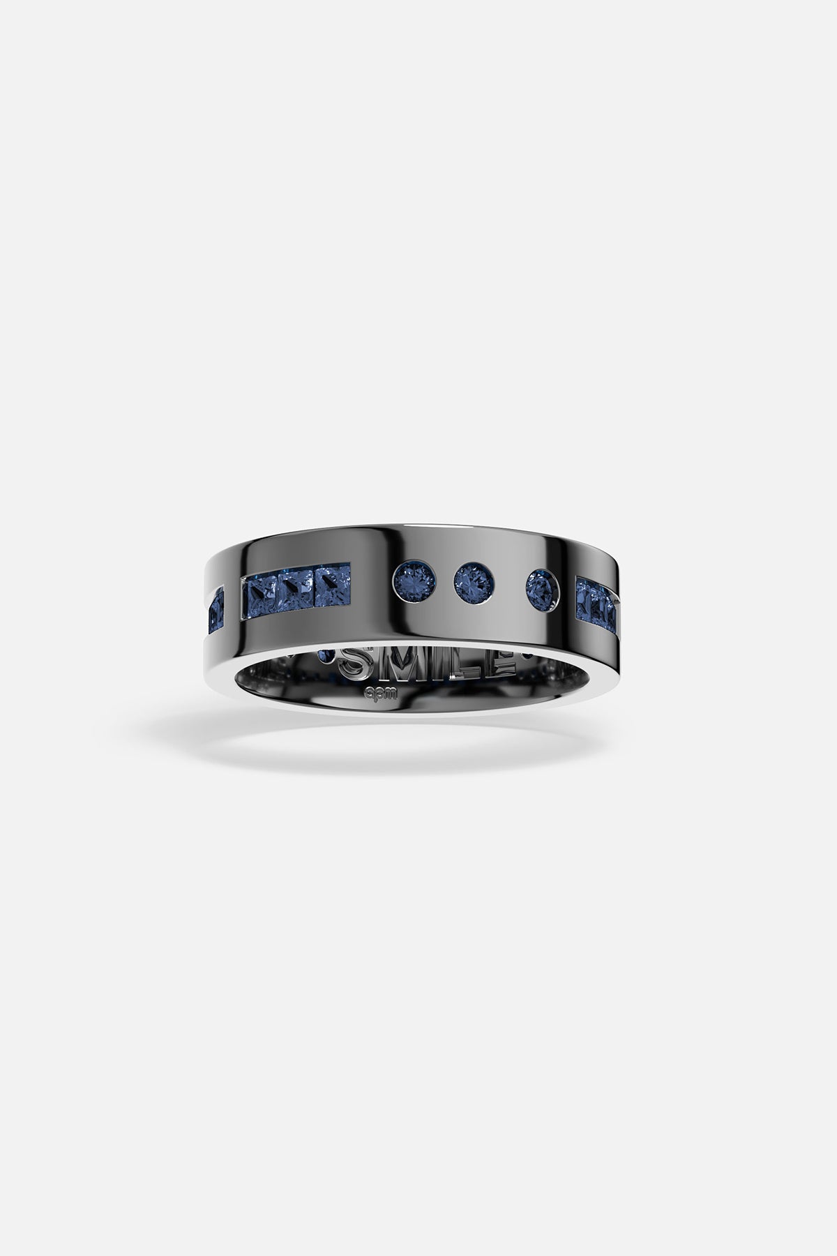 APM Monaco Morse Code SMILE bague grise bleue