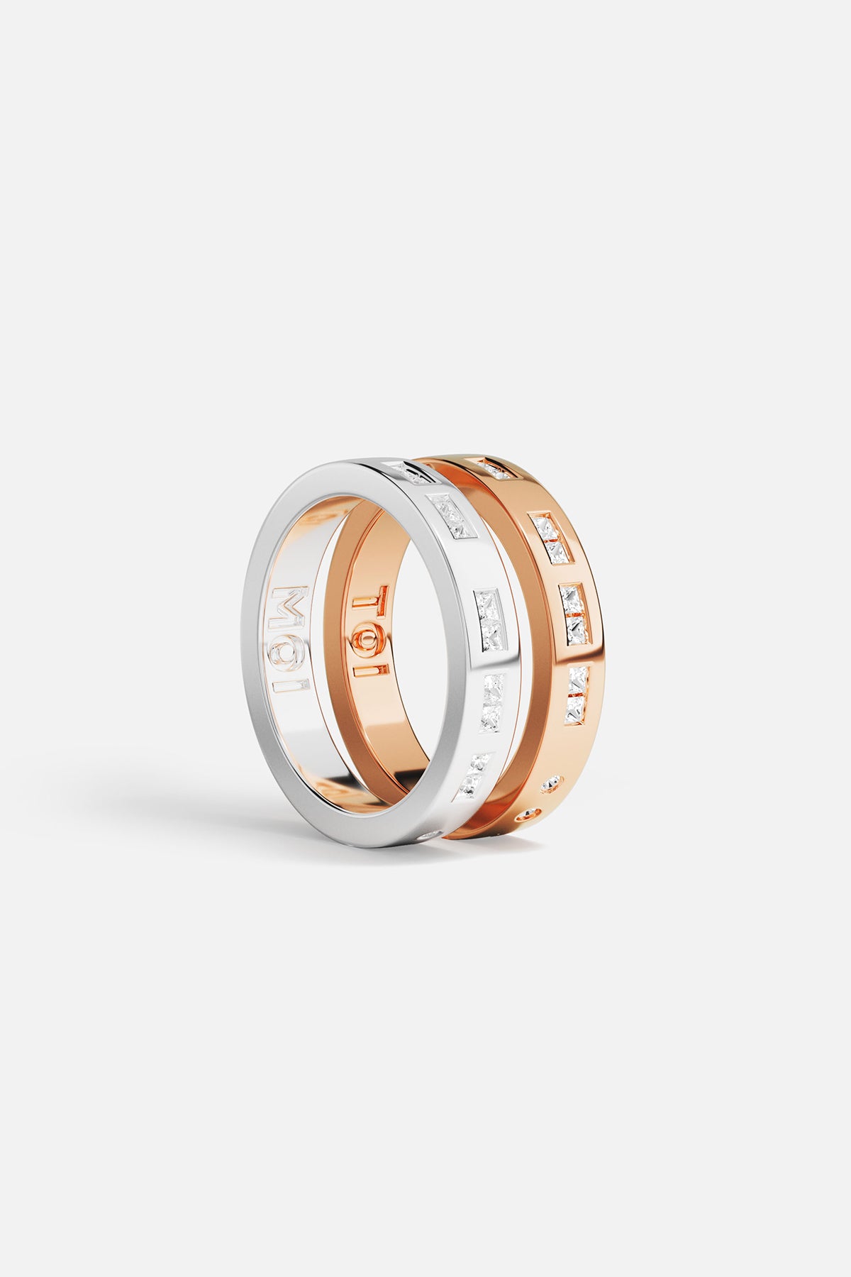 APM Monaco Morse Code TOI et MOI bague duo or rose blanc
