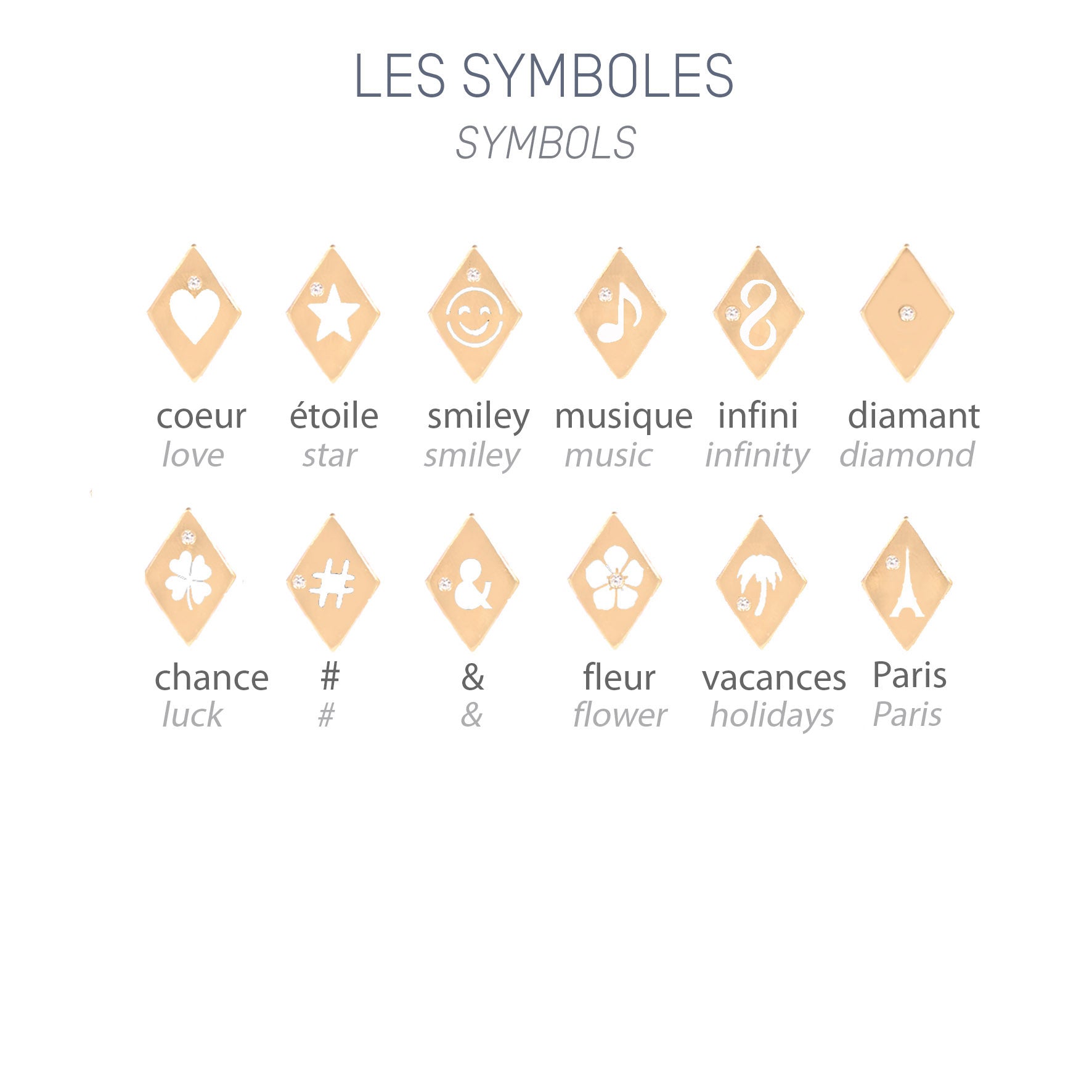Aimée Aimer Alphabet bracelet 5 lettres or jaune diamant