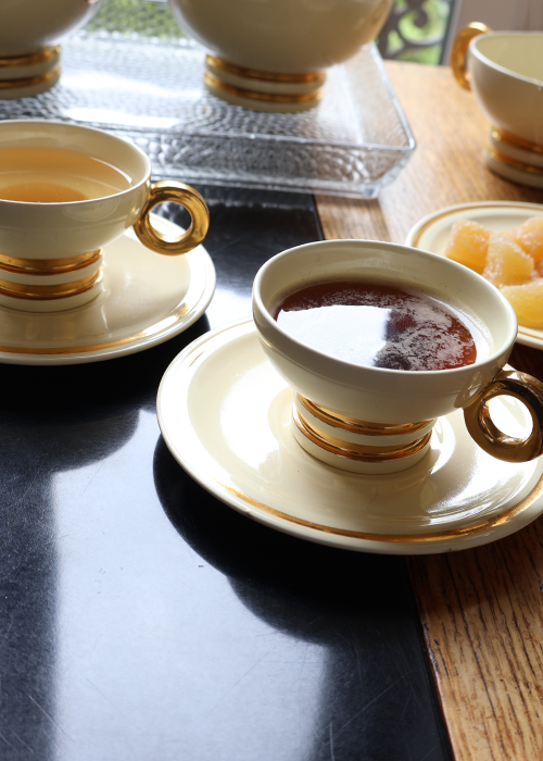Aimée Aimer Gatsby Robj 5 tasses porcelaine ivoire et or