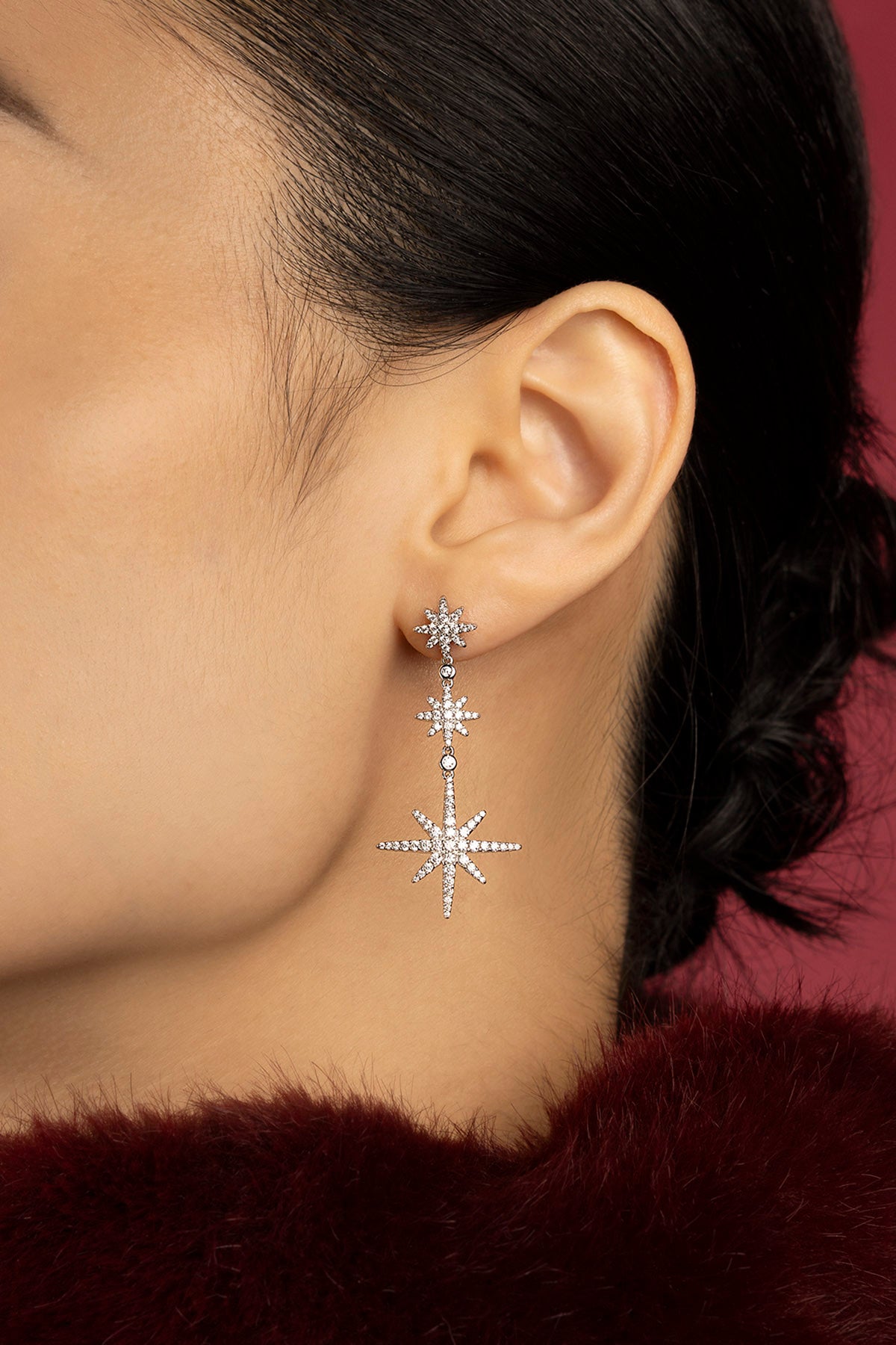 APM Monaco Météorites Glamour boucles pendantes étoile rhodié