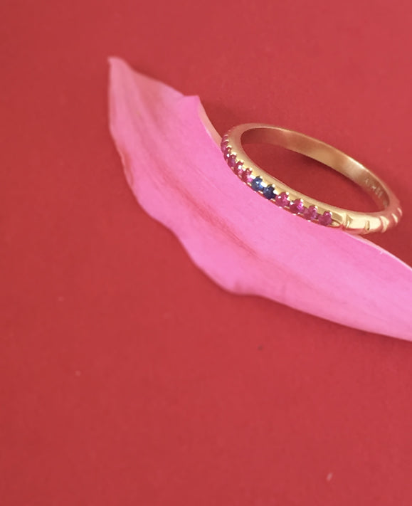 Aimée Aimer Spicy bague or jaune rubis saphirs taille 52