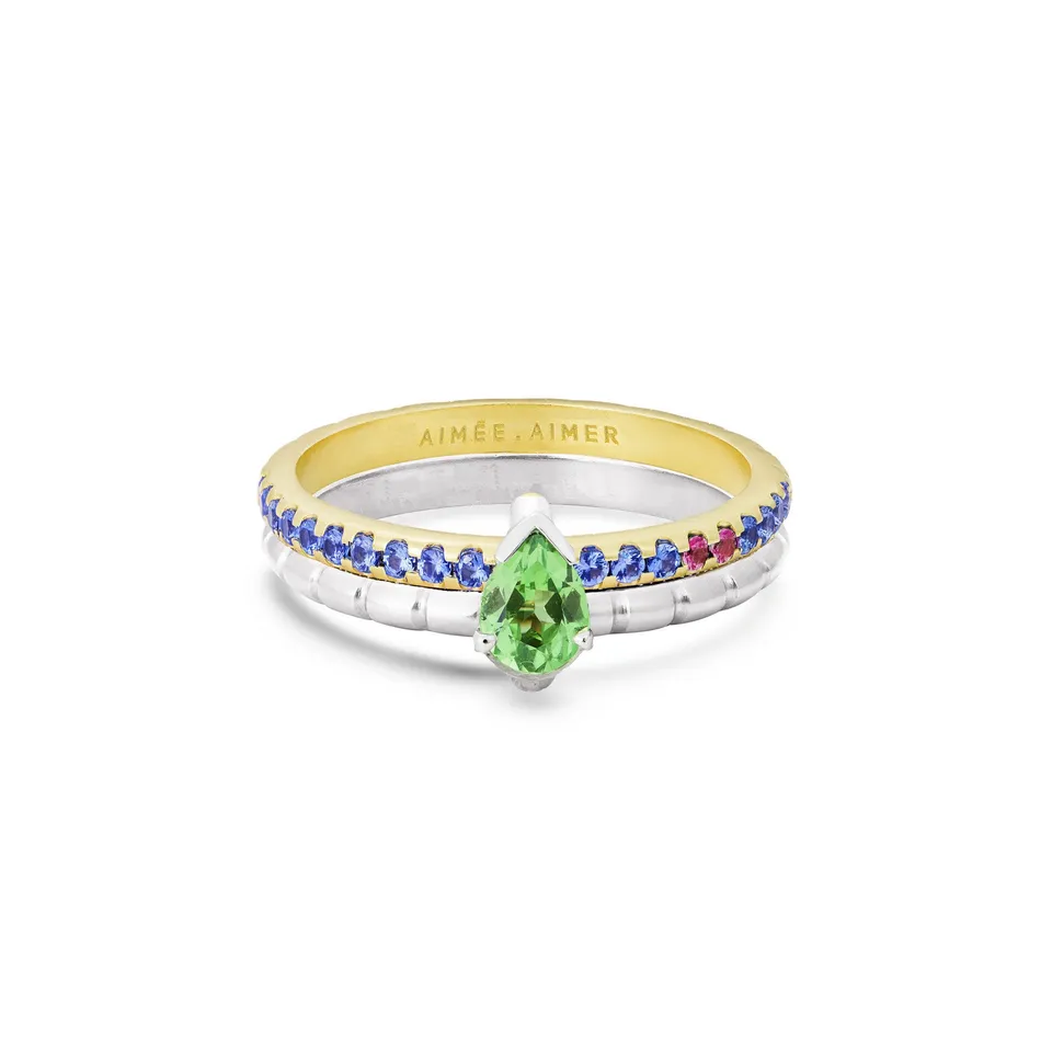 Aimée Aimer Nous bague n°6 or jaune et blanc tsavorite taille 52