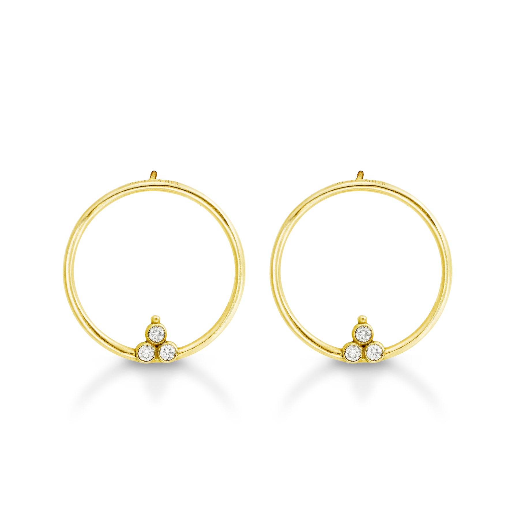 Aimée Aimer Créole O. or jaune diamants paire éclat triangle
