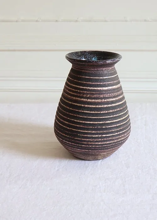 Aimée Aimer Vase Accolay bandes blanches noires céramique 21cm