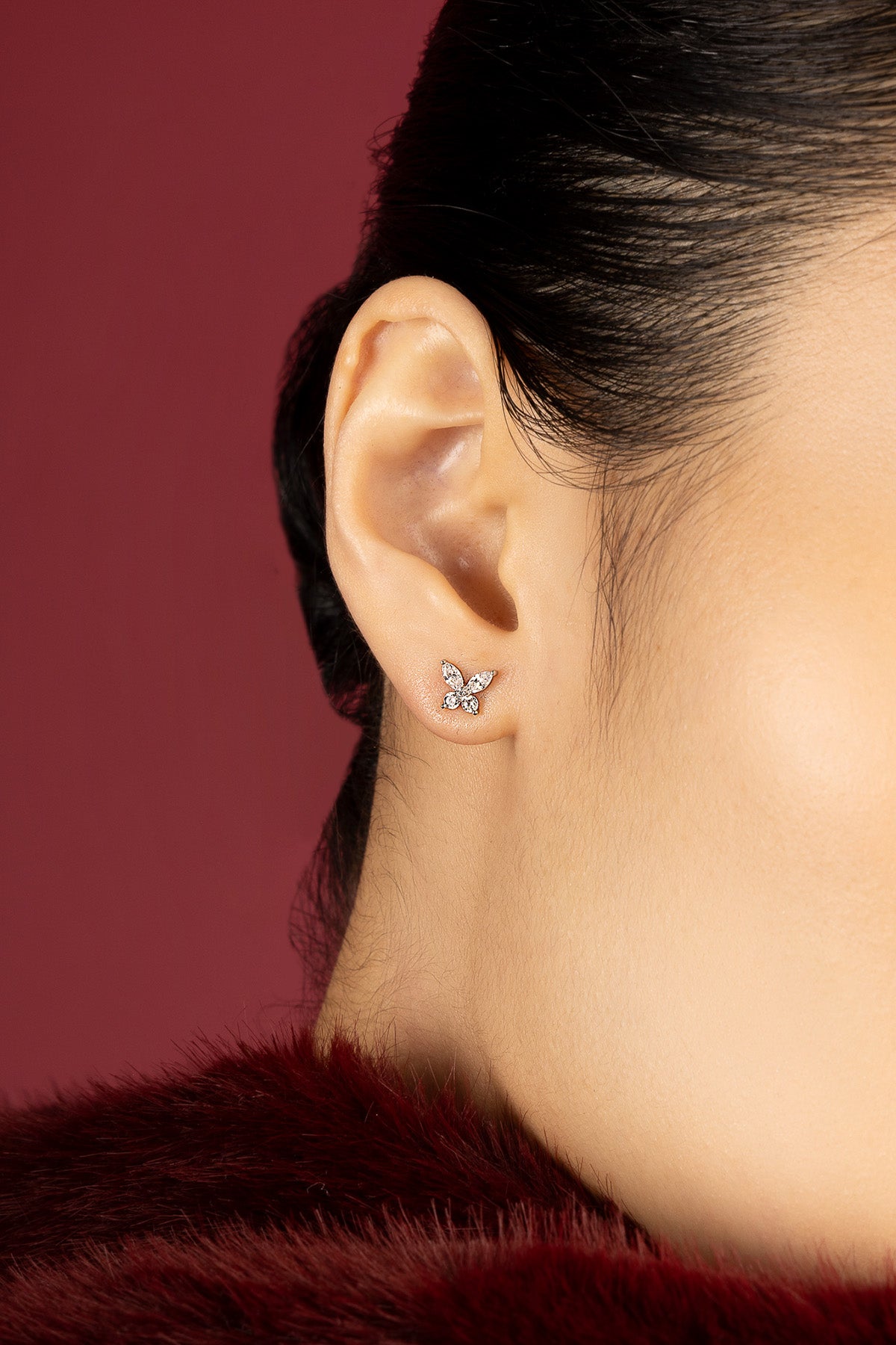 APM Monaco Lumière Papillon boucles d'oreilles puces blanc zircons