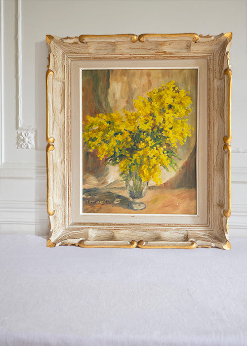 Aimée Aimer Œuvres huile sur toile mimosa 33x41 cadre inclus