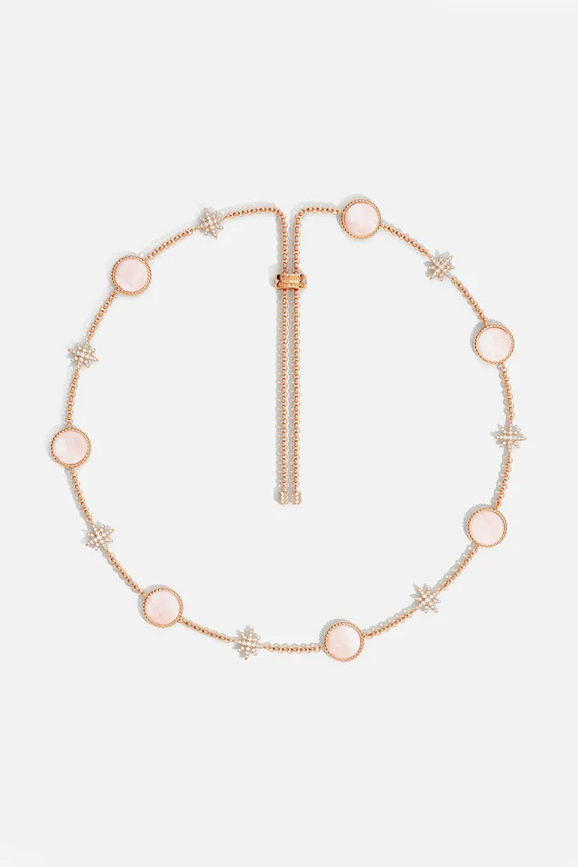 APM Monaco Méditerranée Valentine collier choker nacre rose zircon